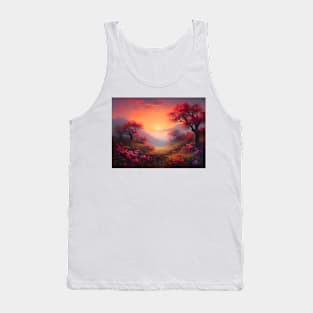 Spring landscape with a beautiful flowering trees. Tank Top